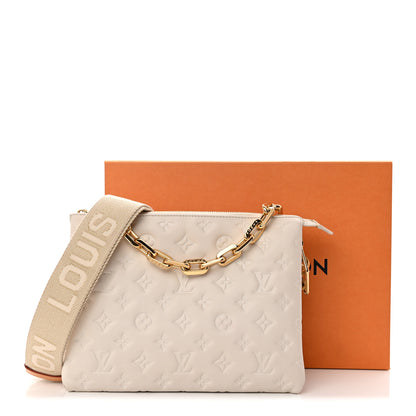 Louis Vuitton Lambskin Embossed Monogram Coussin PM Beige Cream 10 of 10