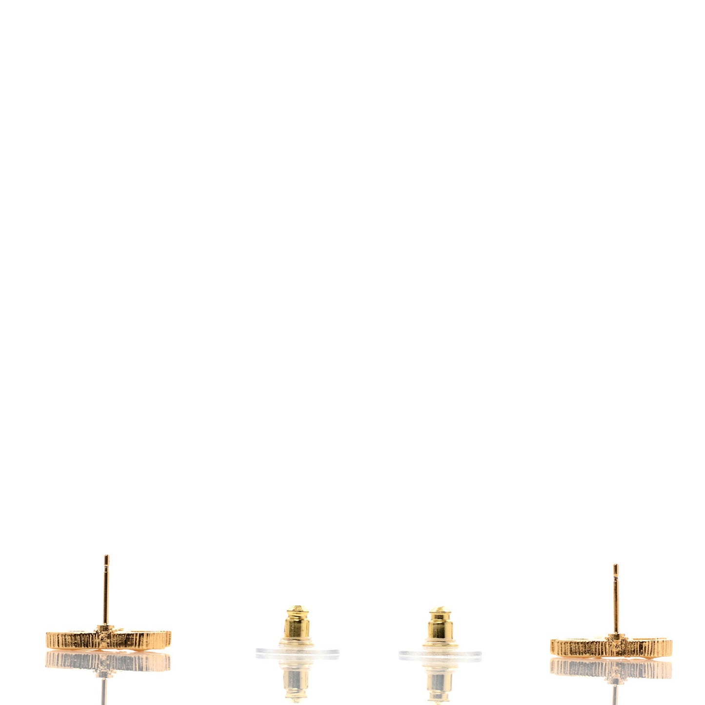 Metal Textured CC Earrings Gold