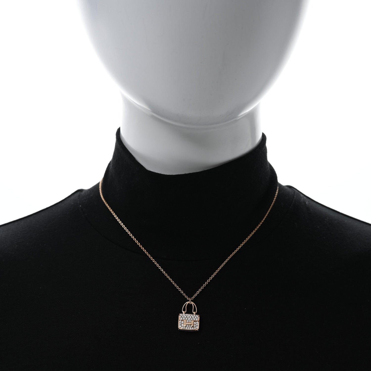 Hermes 18K Rose Gold Diamond Constance Amulettes Pendant Necklace 3 of 6