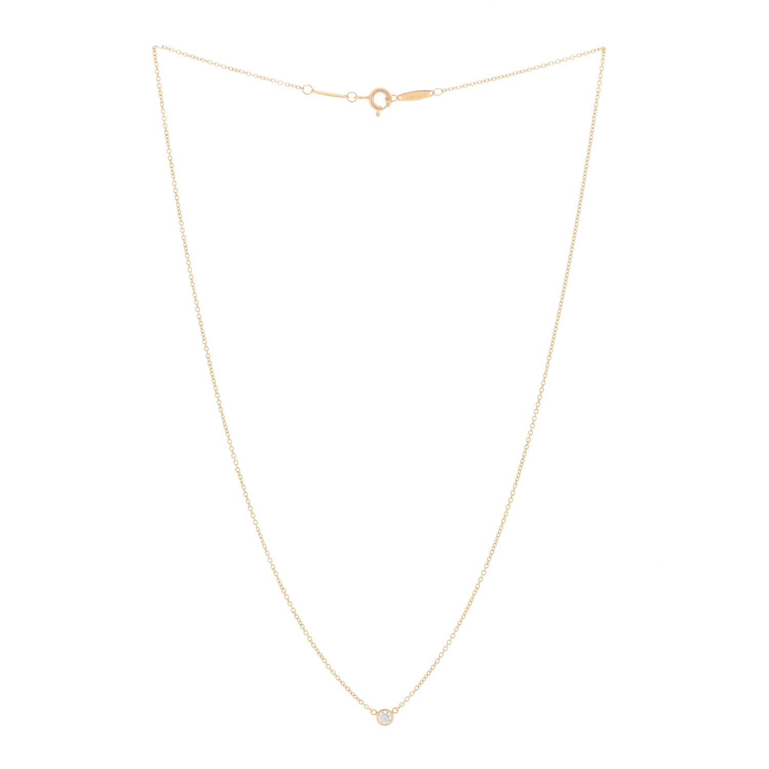 Tiffany 18K Yellow Gold Diamond .08ct Elsa Peretti Diamonds by the Yard Pendant Necklace 2 of 3