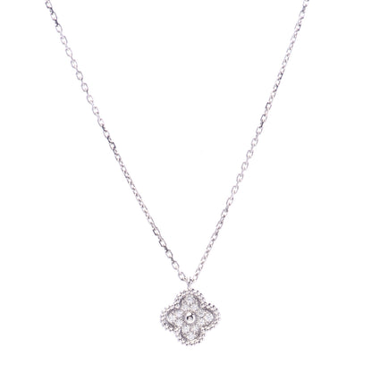 Van Cleef & Arpels 18K White Gold Diamond Sweet Alhambra Pendant Necklace 1 of 7