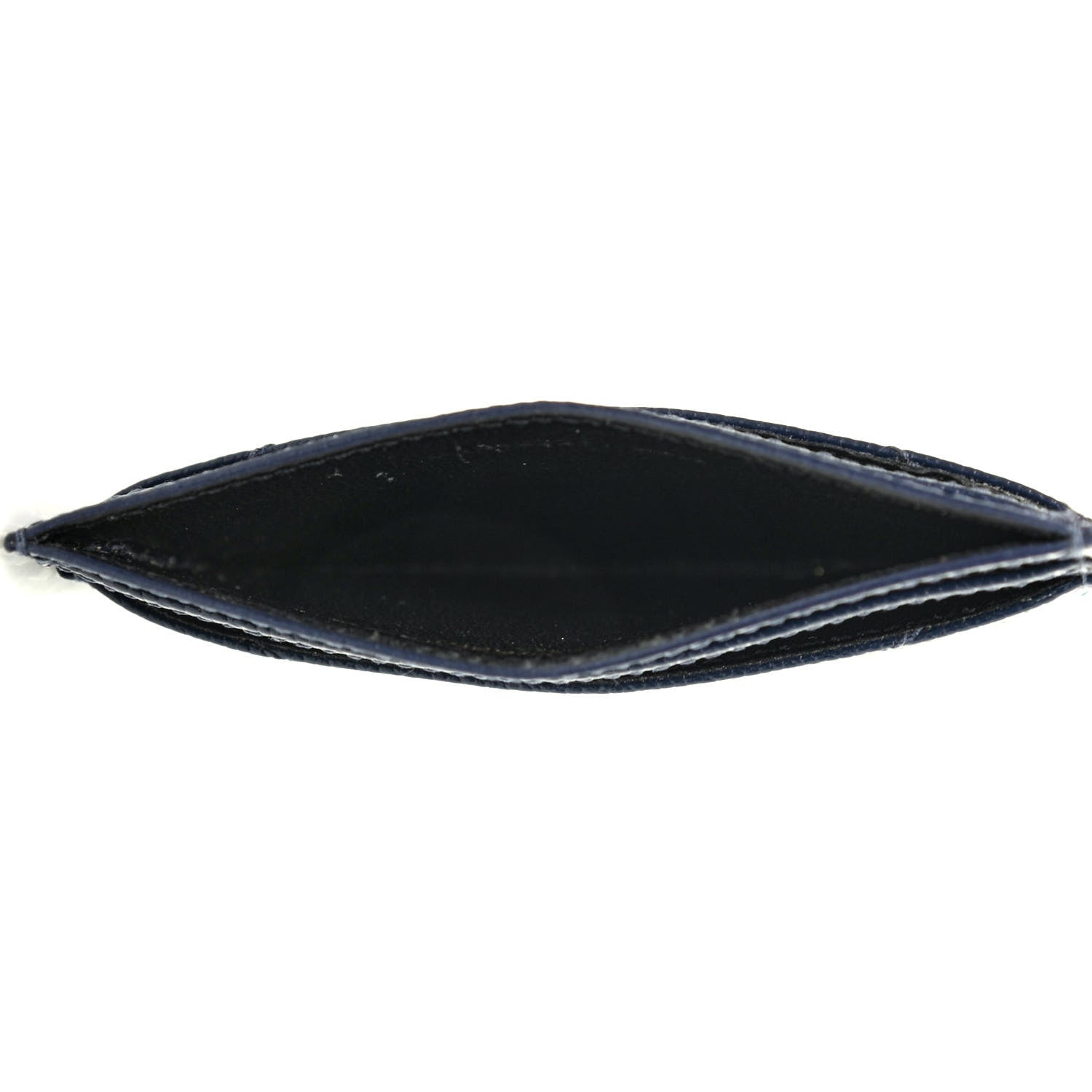 Saint Laurent Grain De Poudre Matelasse Chevron Monogram Credit Card Case Navy 4 of 4