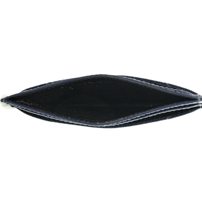 Saint Laurent Grain De Poudre Matelasse Chevron Monogram Credit Card Case Navy 4 of 4