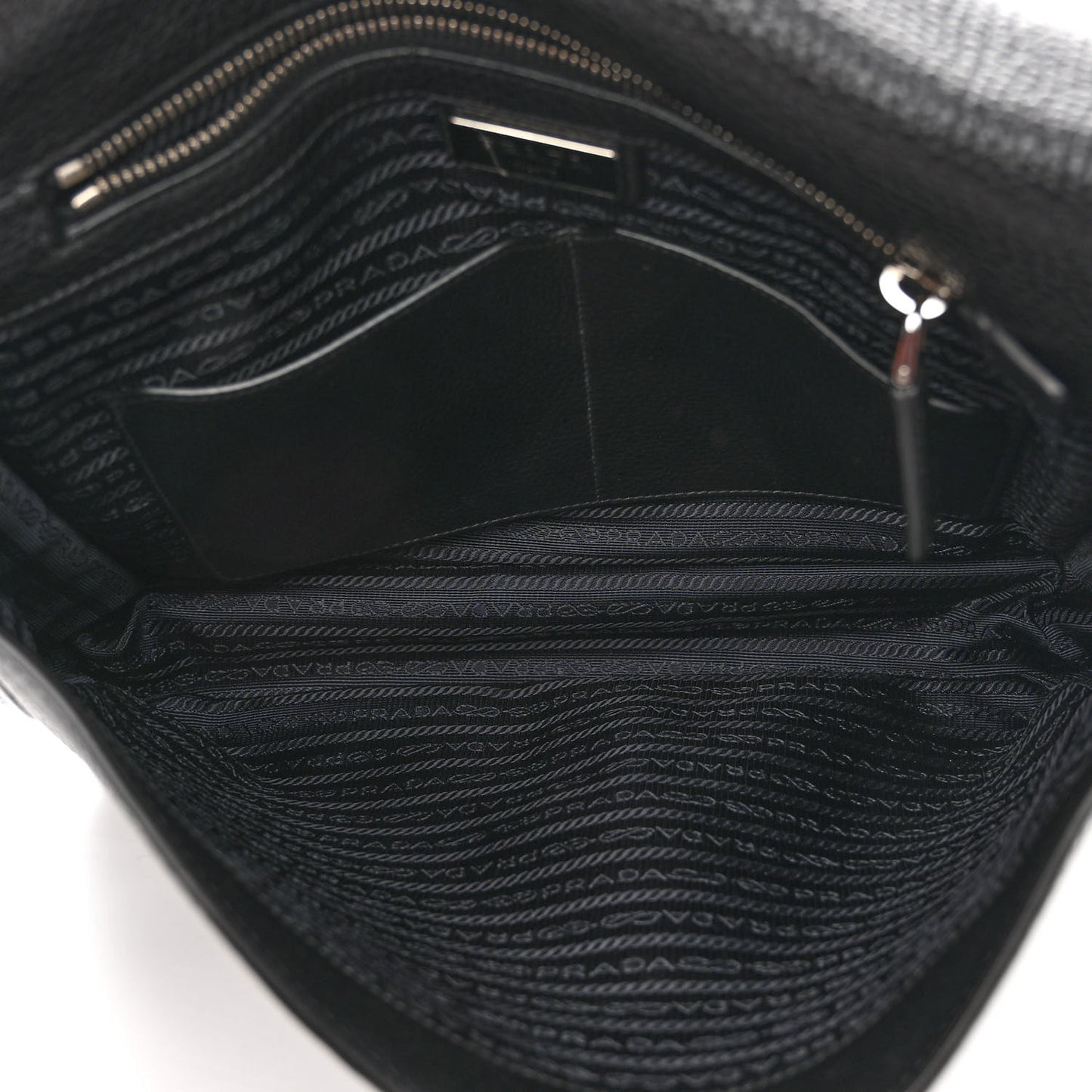 Vitello Daino Flat Flap Messenger Bag Black