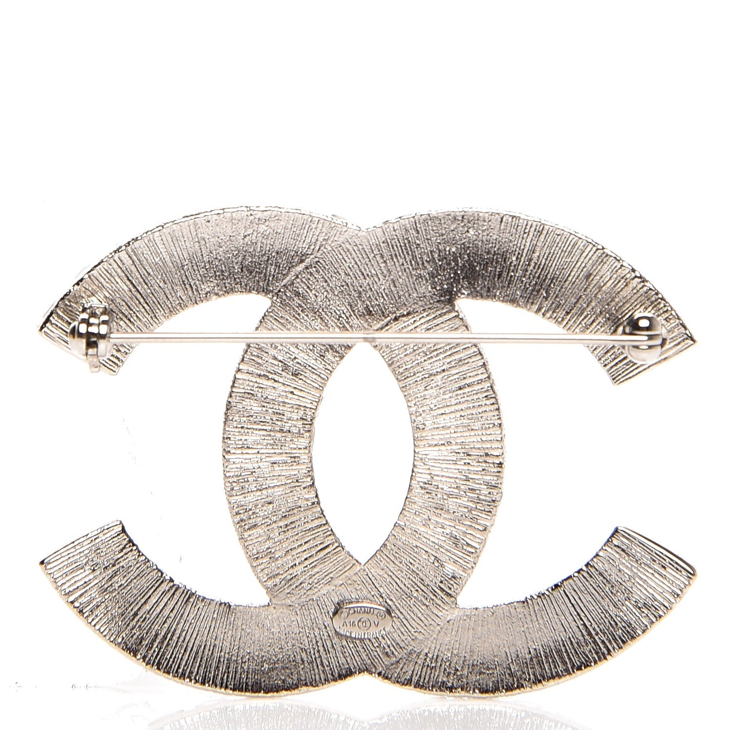 Baguette Crystal CC Brooch Silver