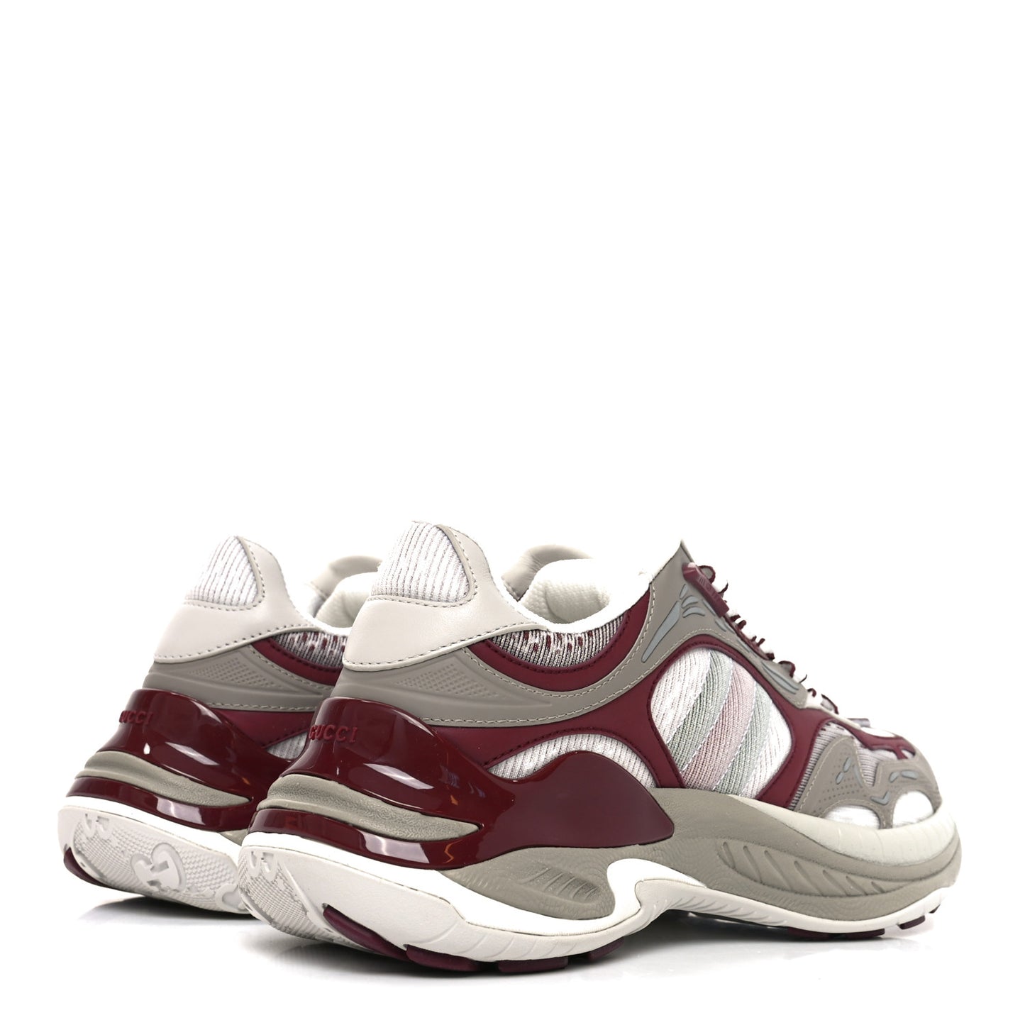 Calfskin Mesh Web Womens 2.0 Sneakers 37 Gray Rosso Ancora
