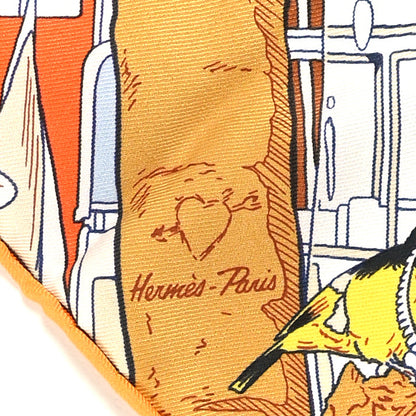 Hermes Silk Rendez-Vous Galant Scarf 70 Ciel Orange White 2 of 5