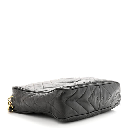 Chanel Lambskin Chevron Quilted Tassel Camera Case Black 4 of 12