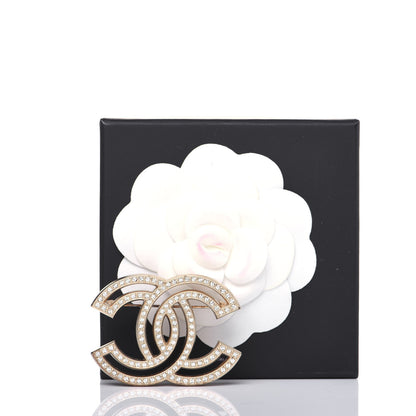 Chanel Crystal CC Brooch Light Gold 8 of 8