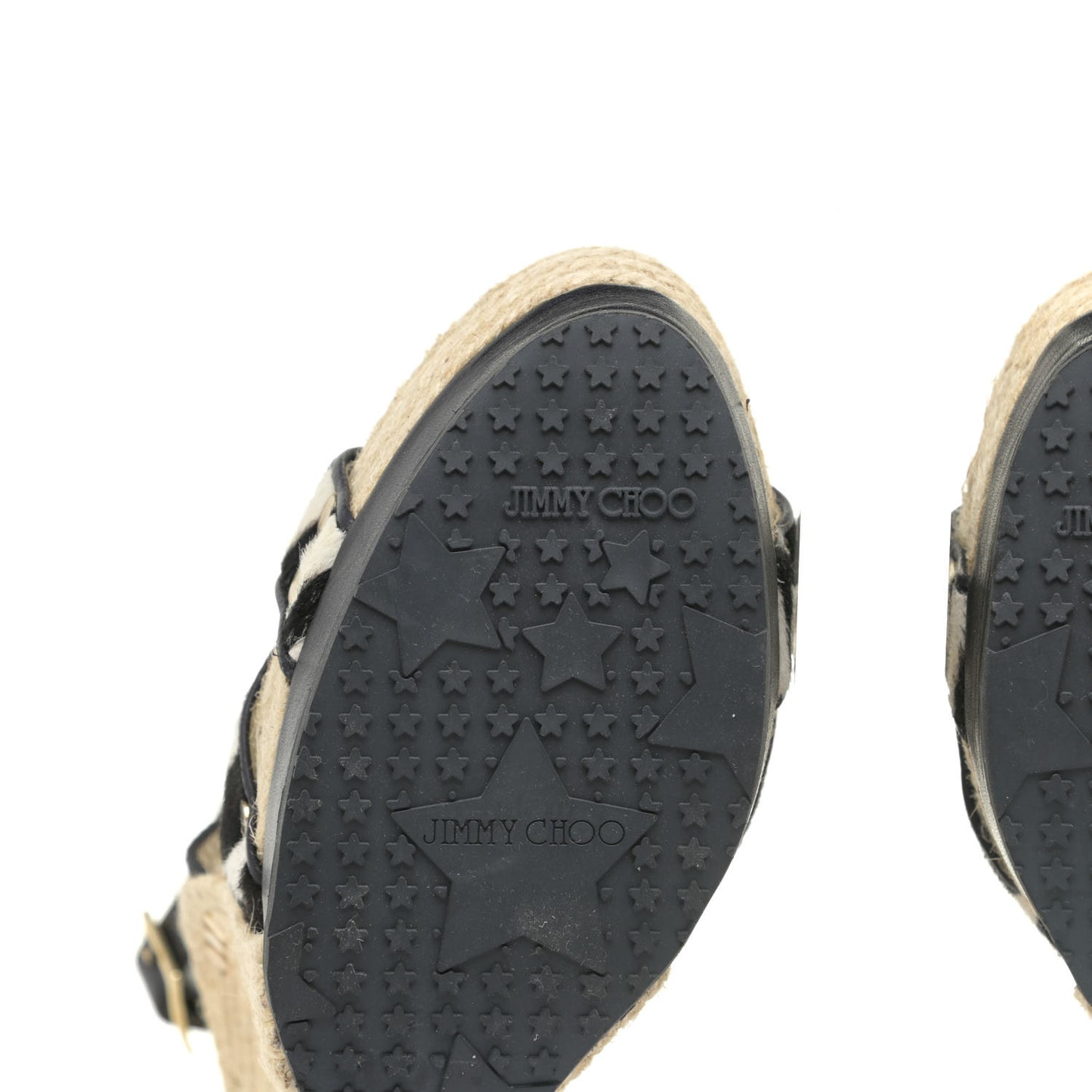 Pony Hair Zebra Print Papahi Espadrille Wedges 41 Black White