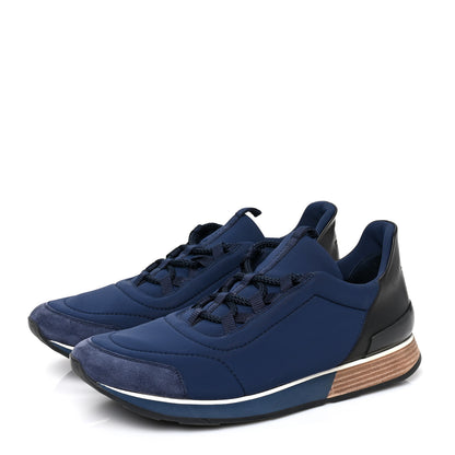 Hermes Technical Canvas Mens Miles Sneakers 43 Marine Black 3 of 9