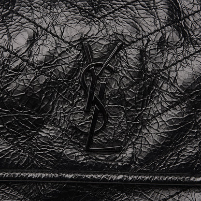Saint Laurent Crinkled Calfskin Matelasse Monogram Medium Niki Chain Satchel Black 9 of 9