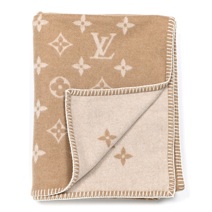 Louis Vuitton Wool Cashmere Monogram Blanket Beige 2 of 3
