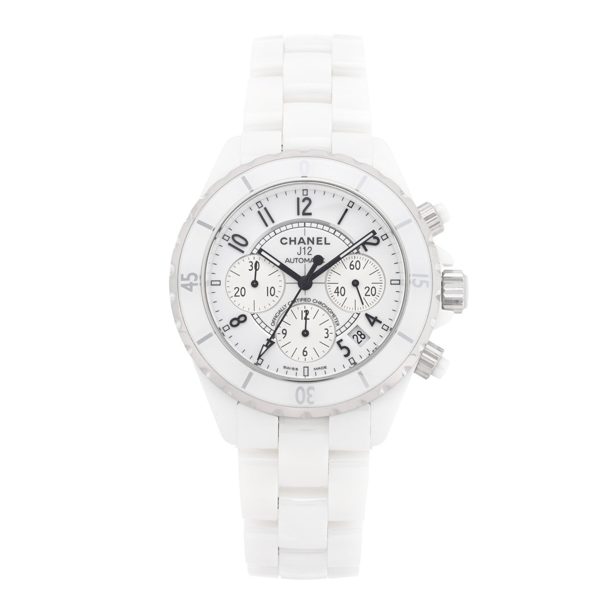 Chanel Stainless Steel Ceramic 41mm J12 Chronograph Automatic Watch White 1 of 5