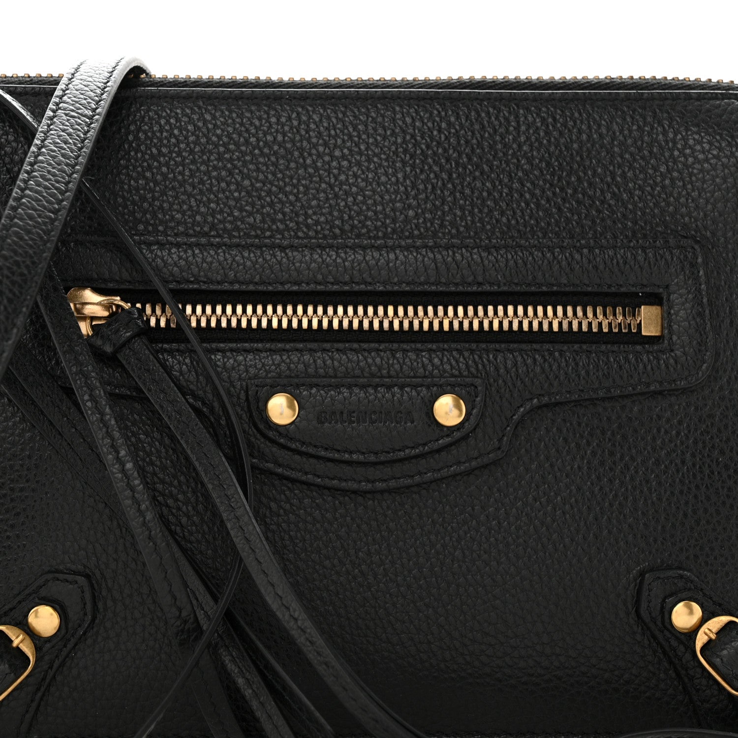 Balenciaga Grained Calfskin Neo Classic Gold Hardware Multipouch Black 9 of 11