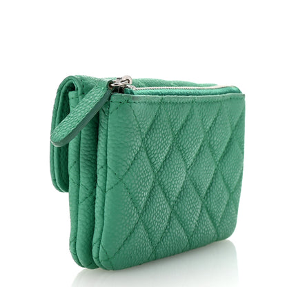 Chanel Iridescent Caviar Quilted Flap Zip Card Holder Green 3 of 9