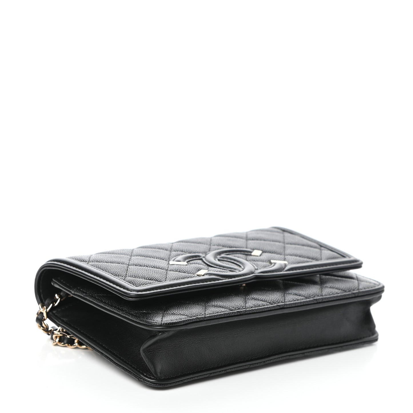 Caviar Quilted CC Filigree Wallet On Chain WOC Black