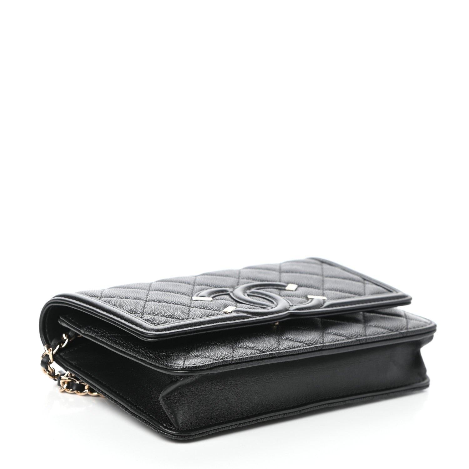 Chanel Caviar Quilted CC Filigree Wallet On Chain WOC Black 4 of 11