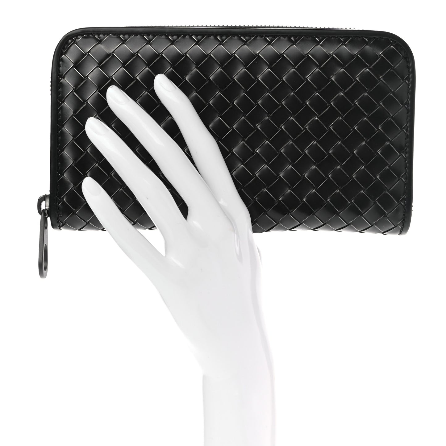 Nappa Intrecciato Zip Around Wallet Black