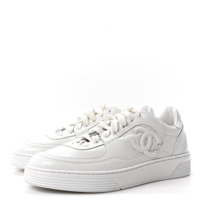 Chanel Calfskin Womens CC Sneakers 37.5 White 4 of 9