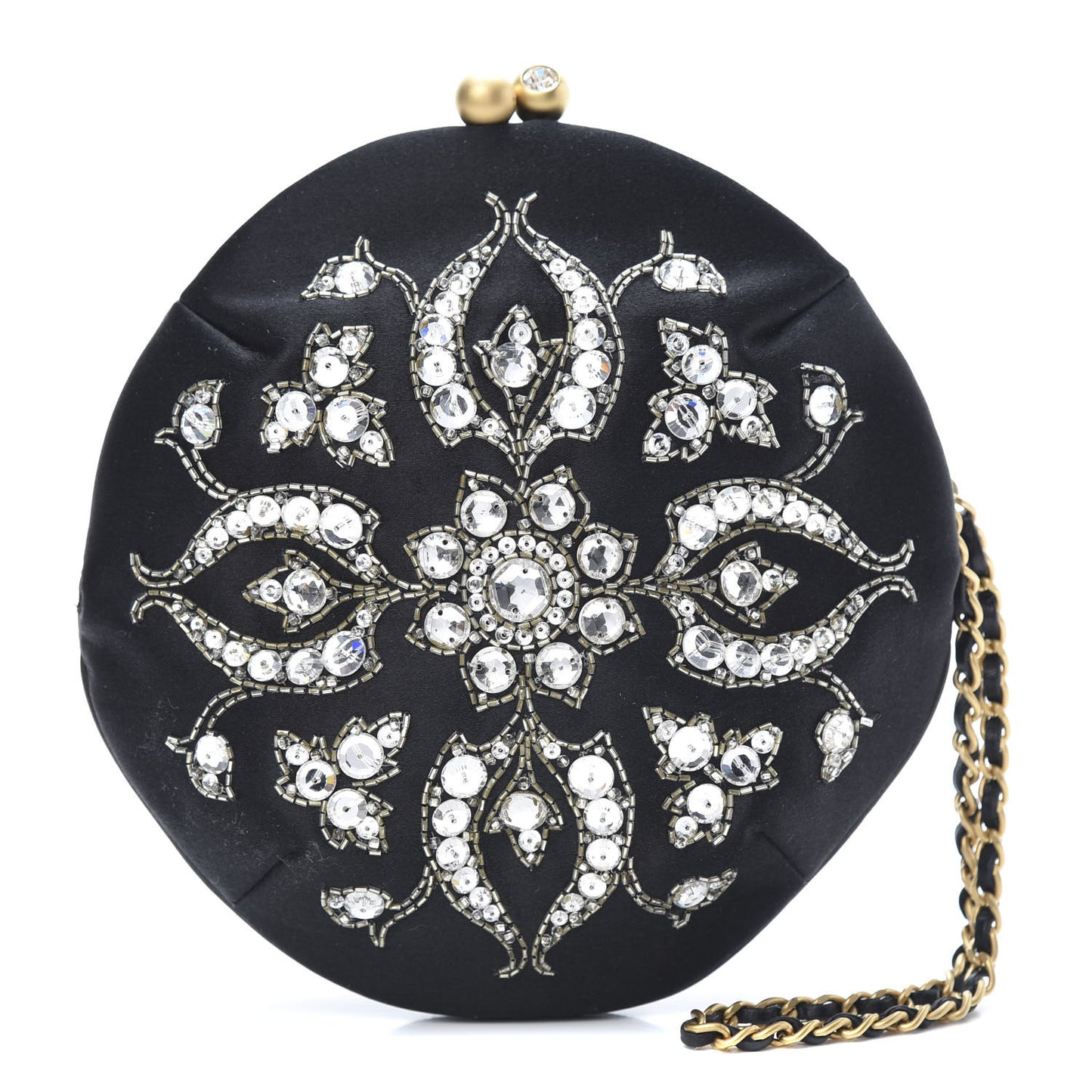 Satin Crystal Evening Wristlet Clutch Black
