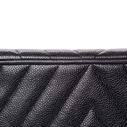 Chanel Caviar Chevron Quilted Maxi Single Flap Black 10 of 14