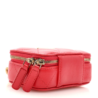 Chanel Lambskin Quilted Mini Lacquered Chain Clutch Red 4 of 9