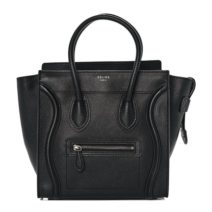 Celine Drummed Calfskin Micro Luggage Black 1 of 8