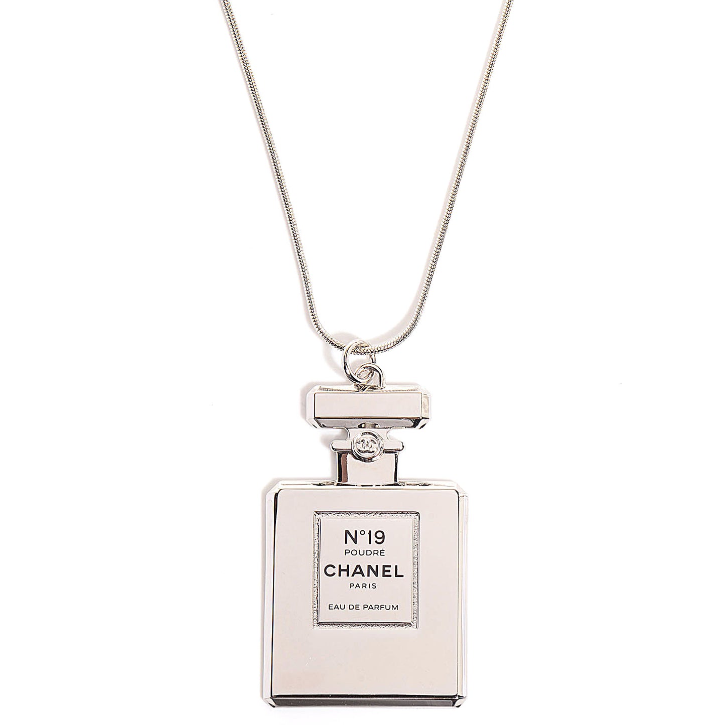 No. 19 Perfume Bottle Necklace Silver