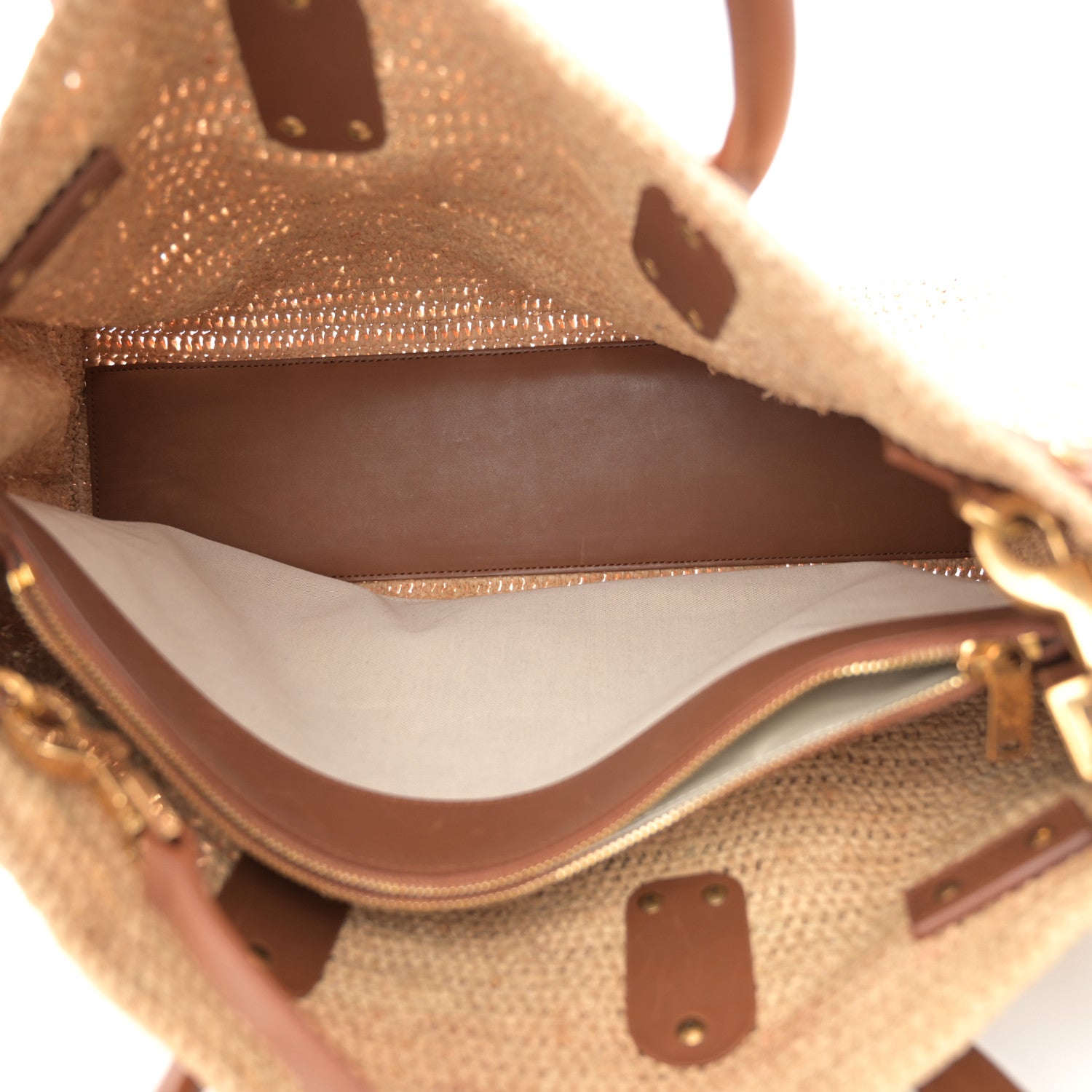 Saint Laurent Raffia Calfskin Medium Souple Sac De Jour Naturale Brick 5 of 11