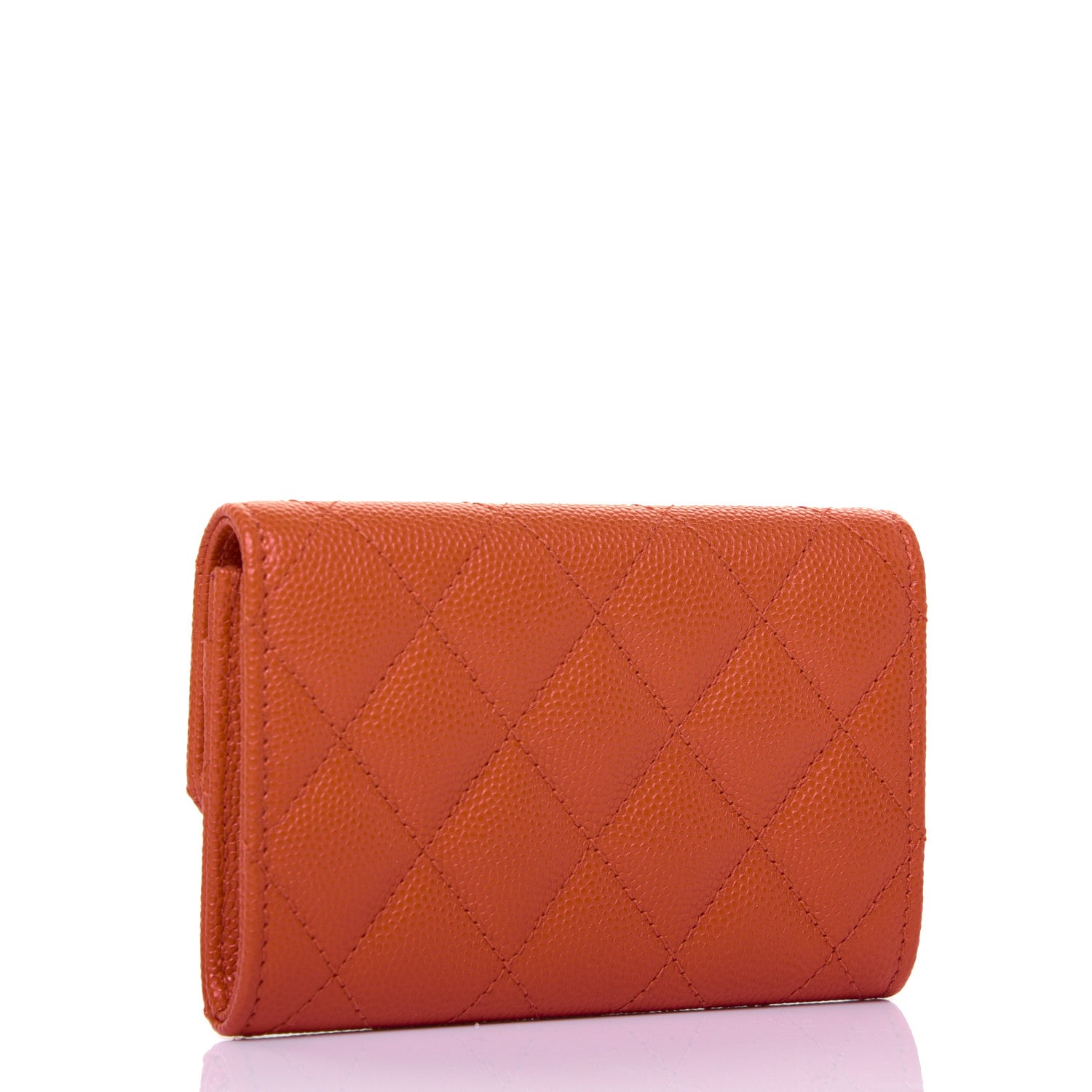 Chanel Caviar Quilted Flap Card Holder Orange 2 of 11