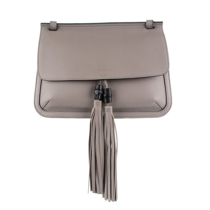 Gucci Cellarius Calfskin Medium Bamboo Daily Flap Shoulder Bag Storm Grey 1 of 6