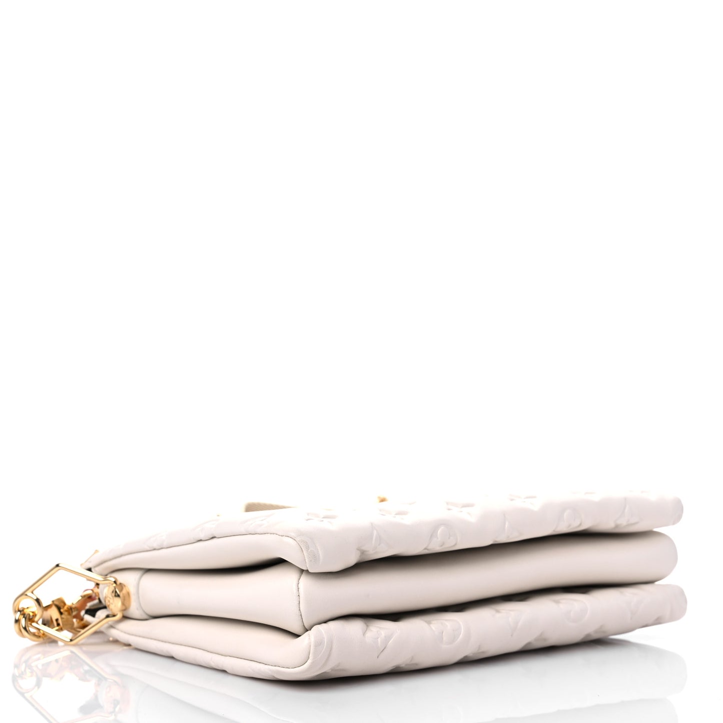 Lambskin Embossed Monogram Coussin PM Cream