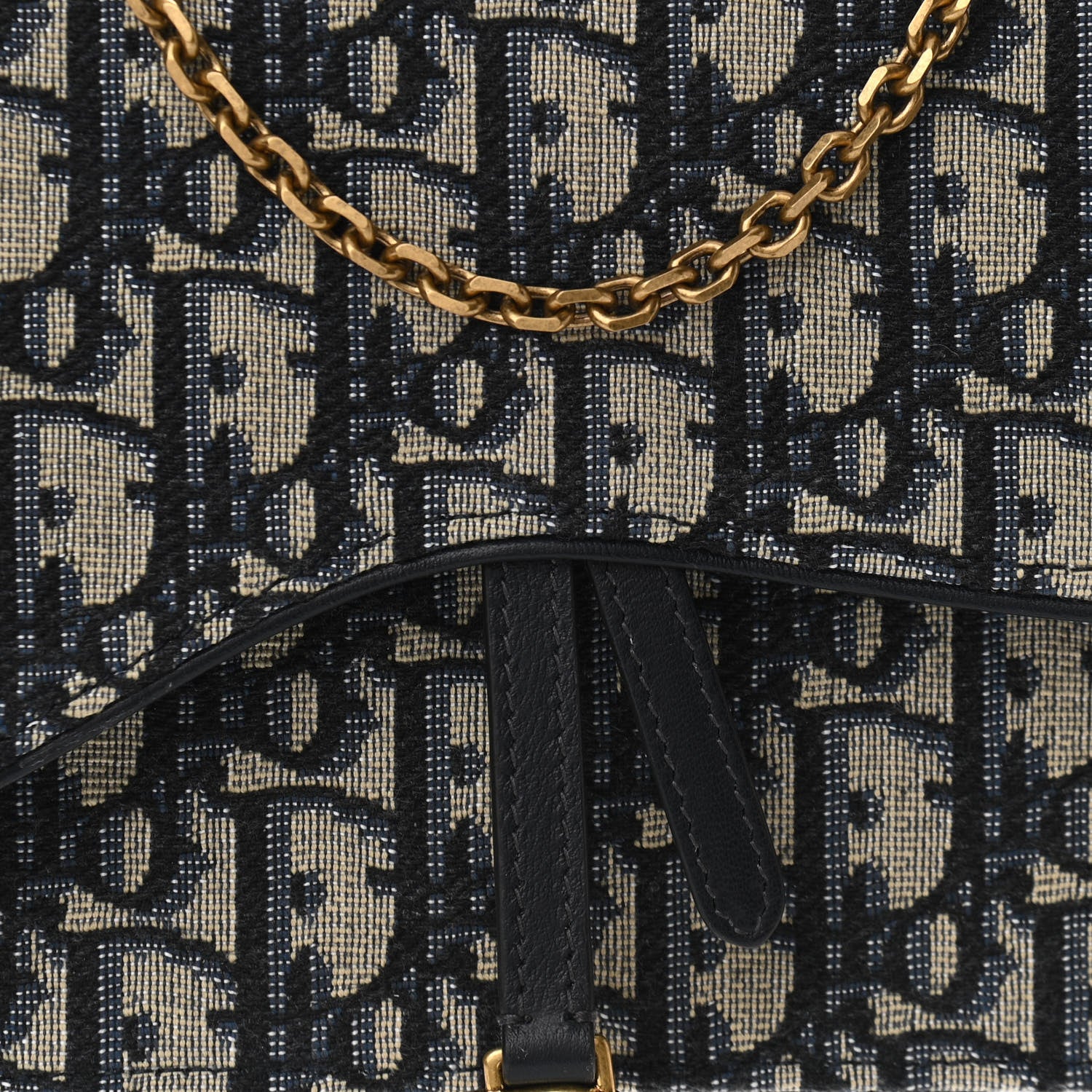 Christian Dior Oblique Saddle Chain Pouch Blue 7 of 9