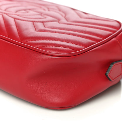 Gucci Calfskin Matelasse Small GG Marmont Chain Shoulder Bag Hibiscus Red 13 of 38