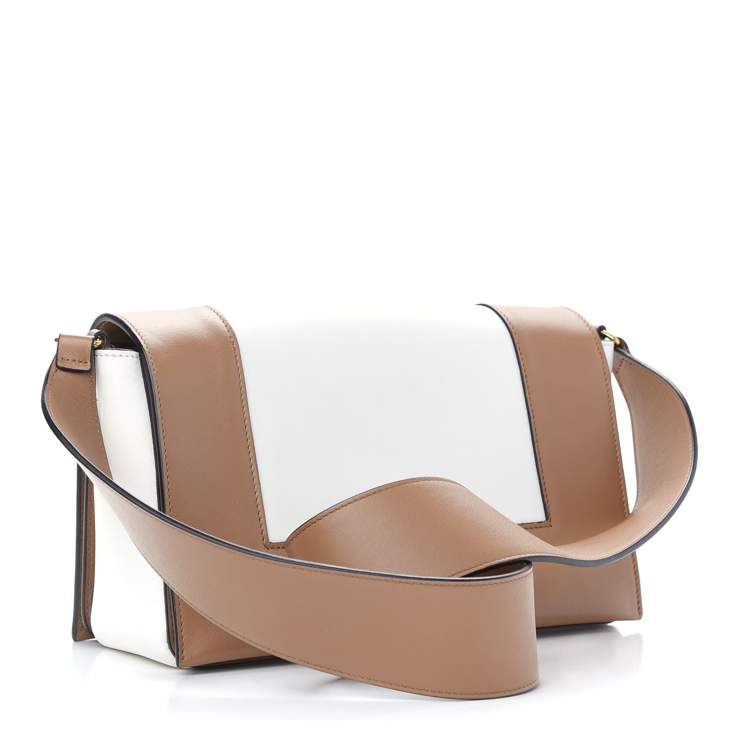 Celine Shiny Smooth Calfskin Medium Frame Shoulder Bag Tan Optic White 3 of 12