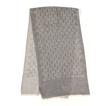 Gucci Wool Silk GG Monogram GGNat Scarf Lead 2 of 3