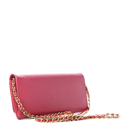 Prada Saffiano Metal Oro Chain Wallet Peonia 2 of 4
