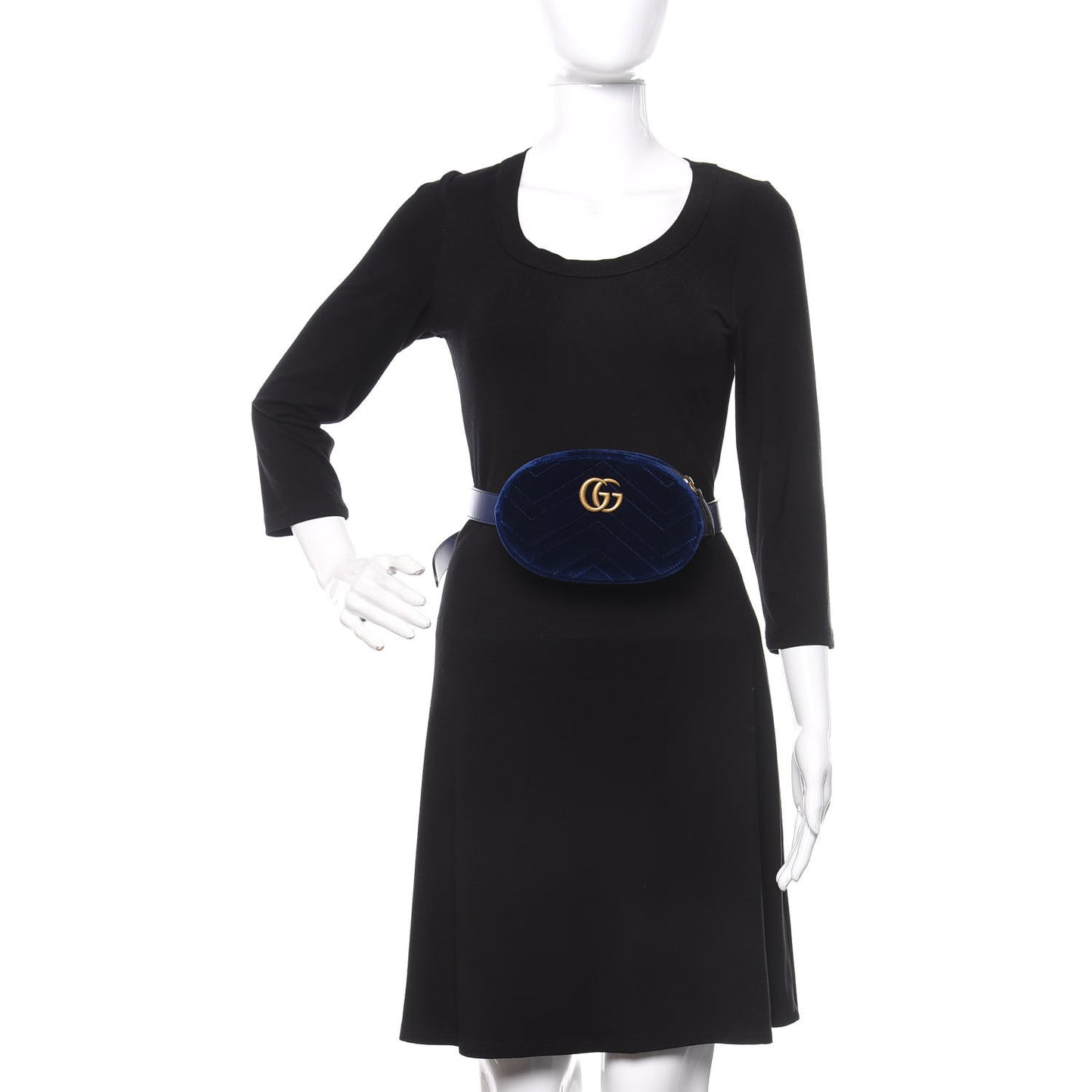 Velvet Matelasse GG Marmont Belt Bag 85 34 Cobalt Blue