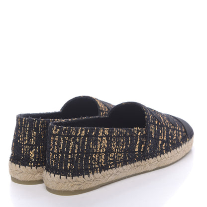 Chanel Metallic Tweed Grosgrain CC Espadrilles 42 Black Gold 4 of 10