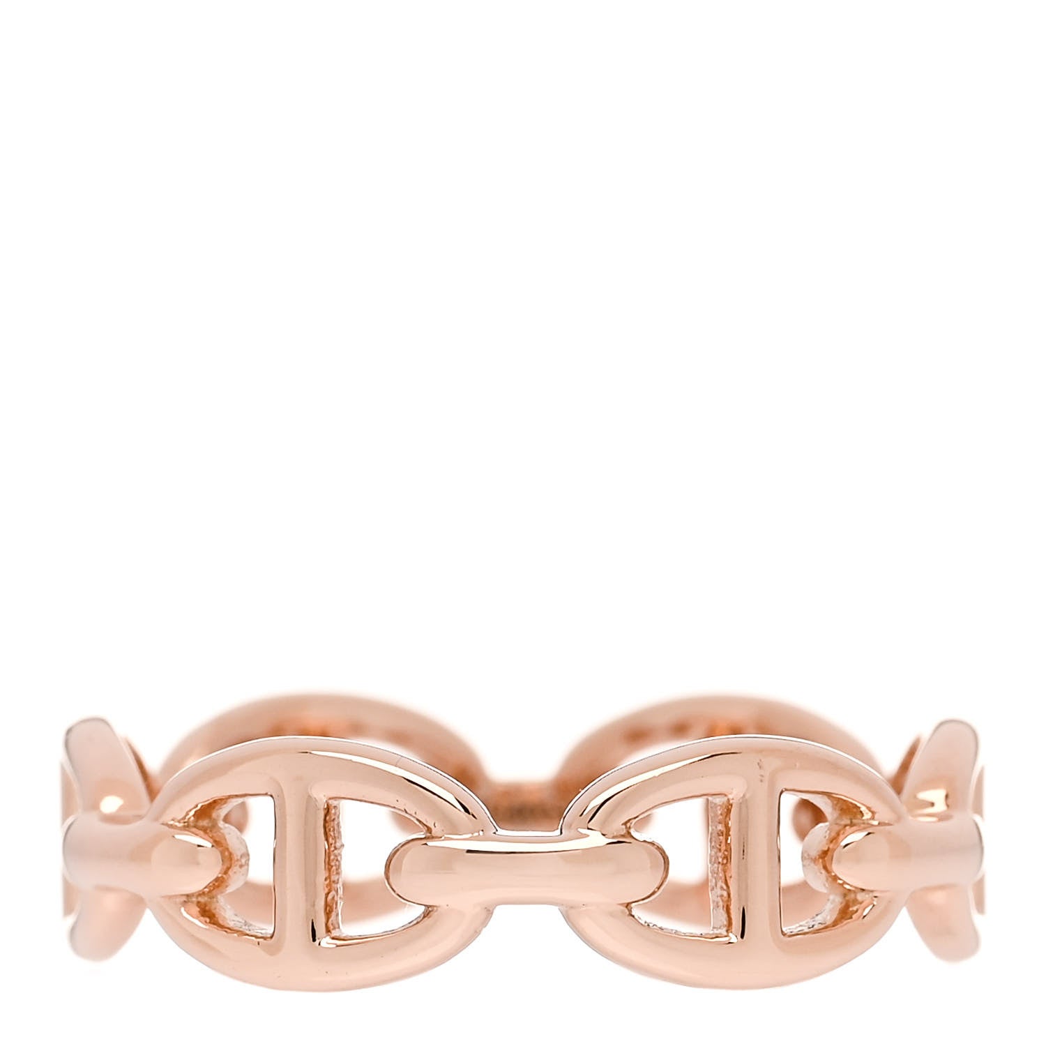 Hermes 18K Rose Gold PM Chaine d'Ancre Enchainee Ring 55 7.25 3 of 6