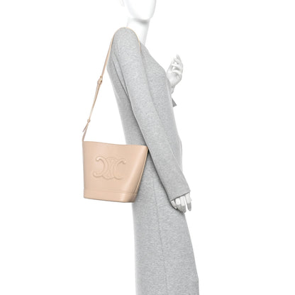 Celine Smooth Calfskin Small Cuir Triomphe Bucket Bag Nude 2 of 10