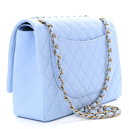 Chanel Caviar Quilted Maxi Double Flap Light Blue 3 of 11