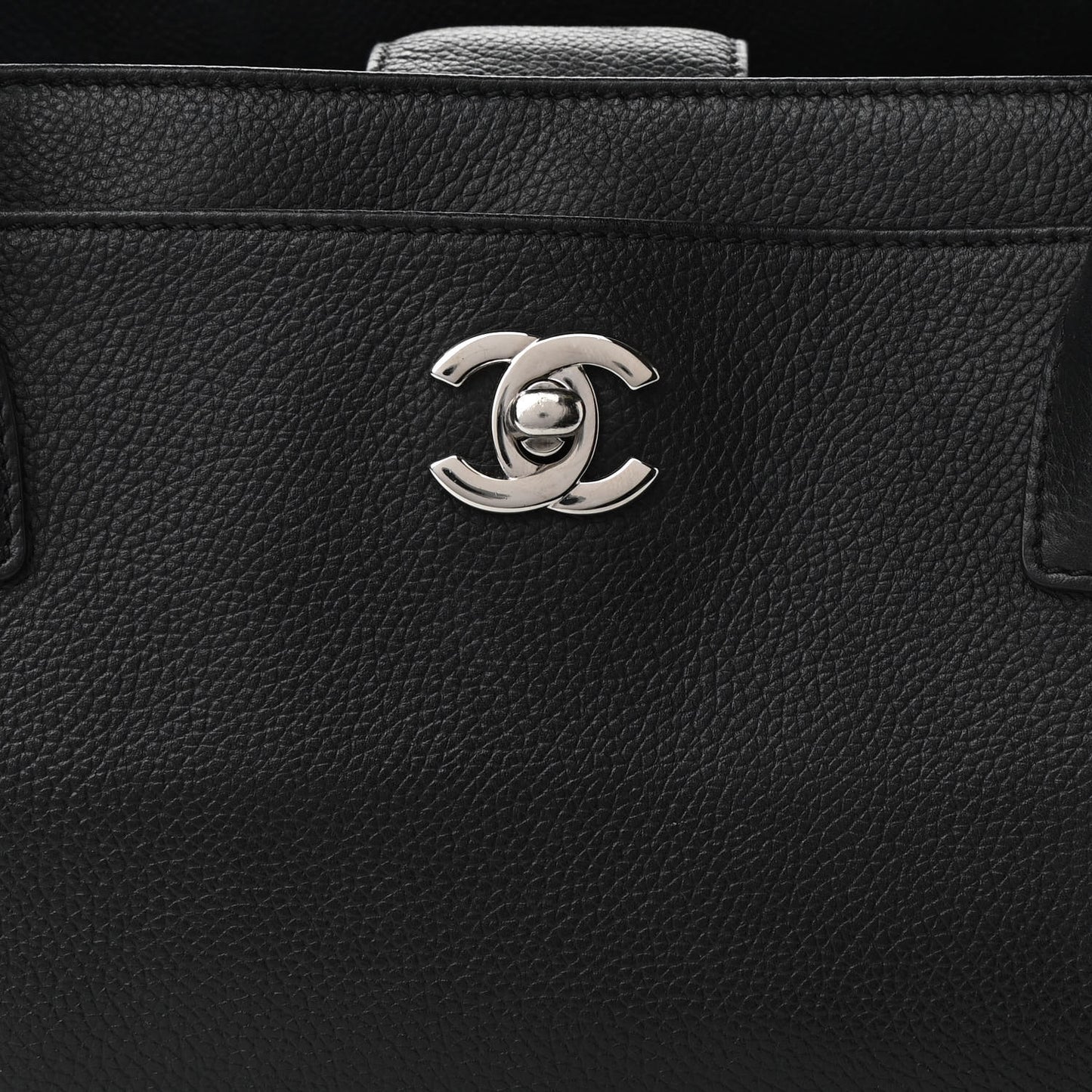 Calfskin Small Cerf Executive Shopper Tote Black
