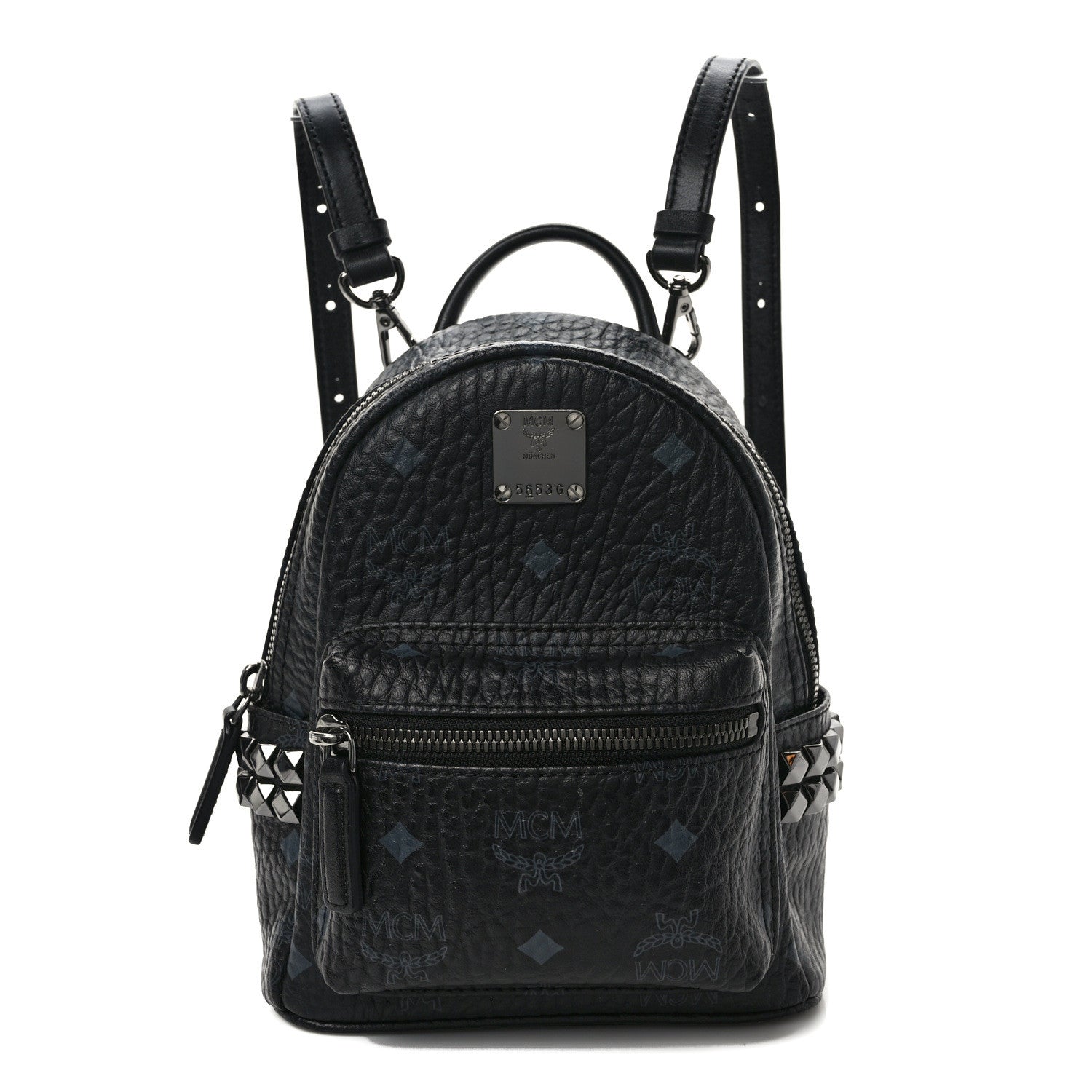 MCM Visetos Side Stud X-Mini Stark Bebe Boo Backpack Black 1 of 9