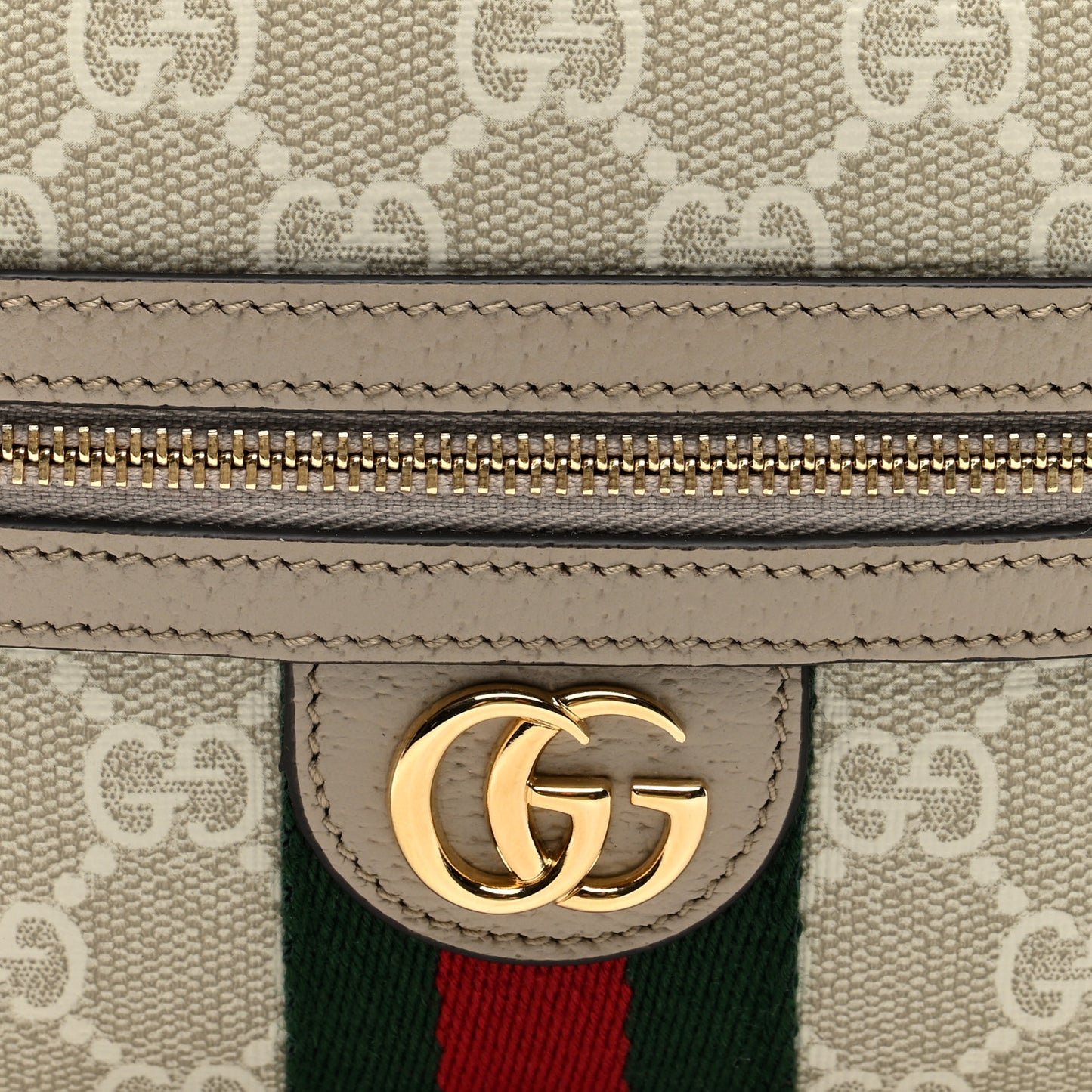 GG Supreme Monogram Textured Dollar Calfskin Mini Ophidia Shoulder Bag Beige Mystic White Oatmeal
