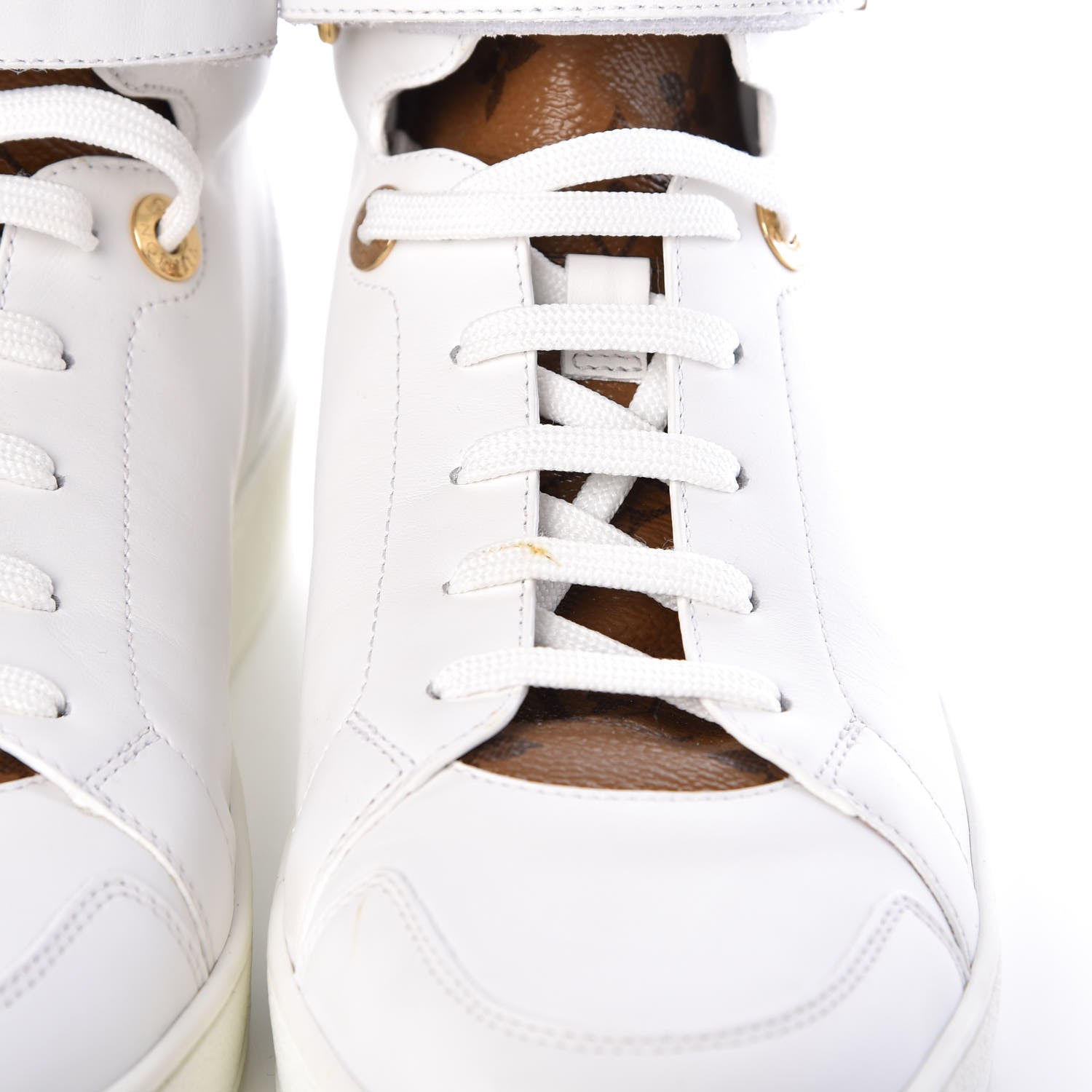 Louis Vuitton Calfskin Reverse Monogram Boombox High Top Sneakers 37.5 White 9 of 10
