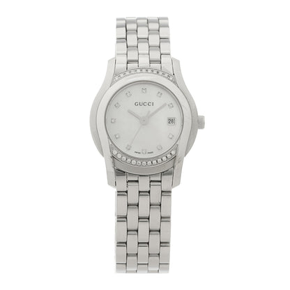 Gucci Stainless Steel Diamond Bezel Mother of Pearl 27mm 5500L Quartz Watch 1 of 5
