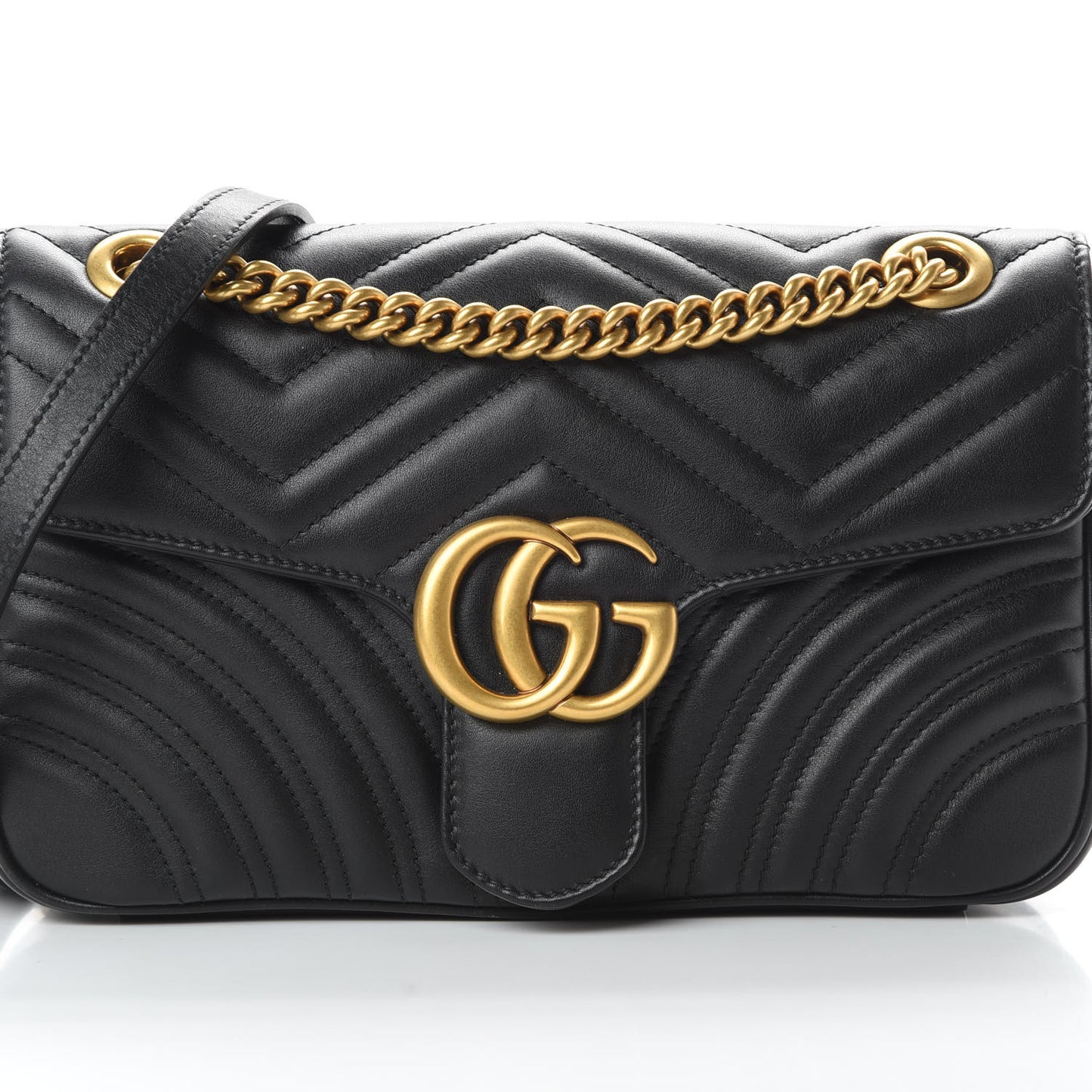 Calfskin Matelasse Small GG Marmont Shoulder Bag Black