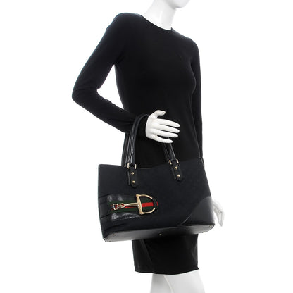 Gucci Monogram Medium Hasler Tote Black 2 of 10